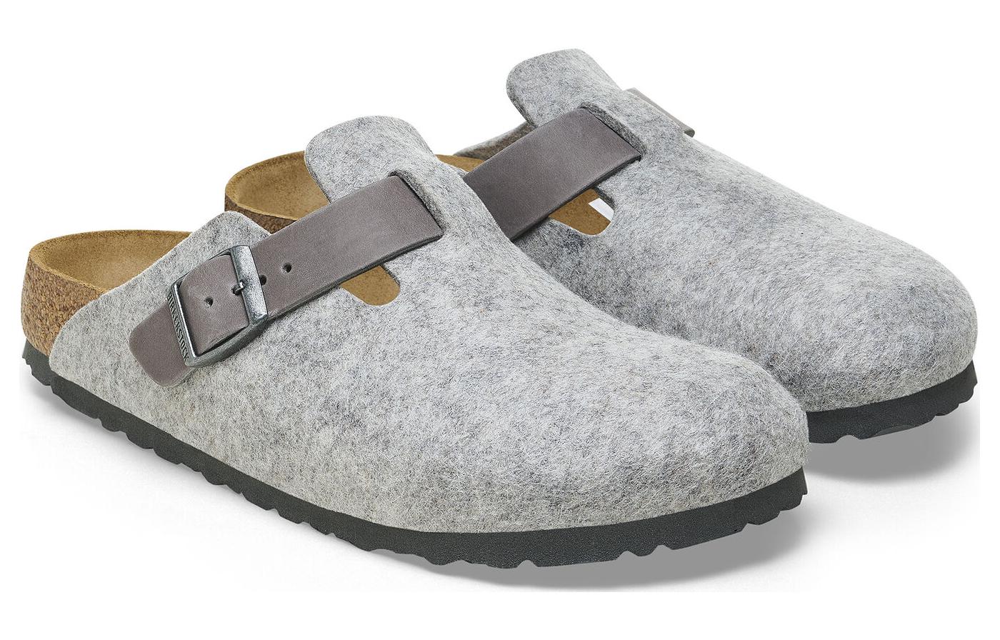 Birkenstock Boston Natural Leather-Felt 'Light Grey' 圖 3