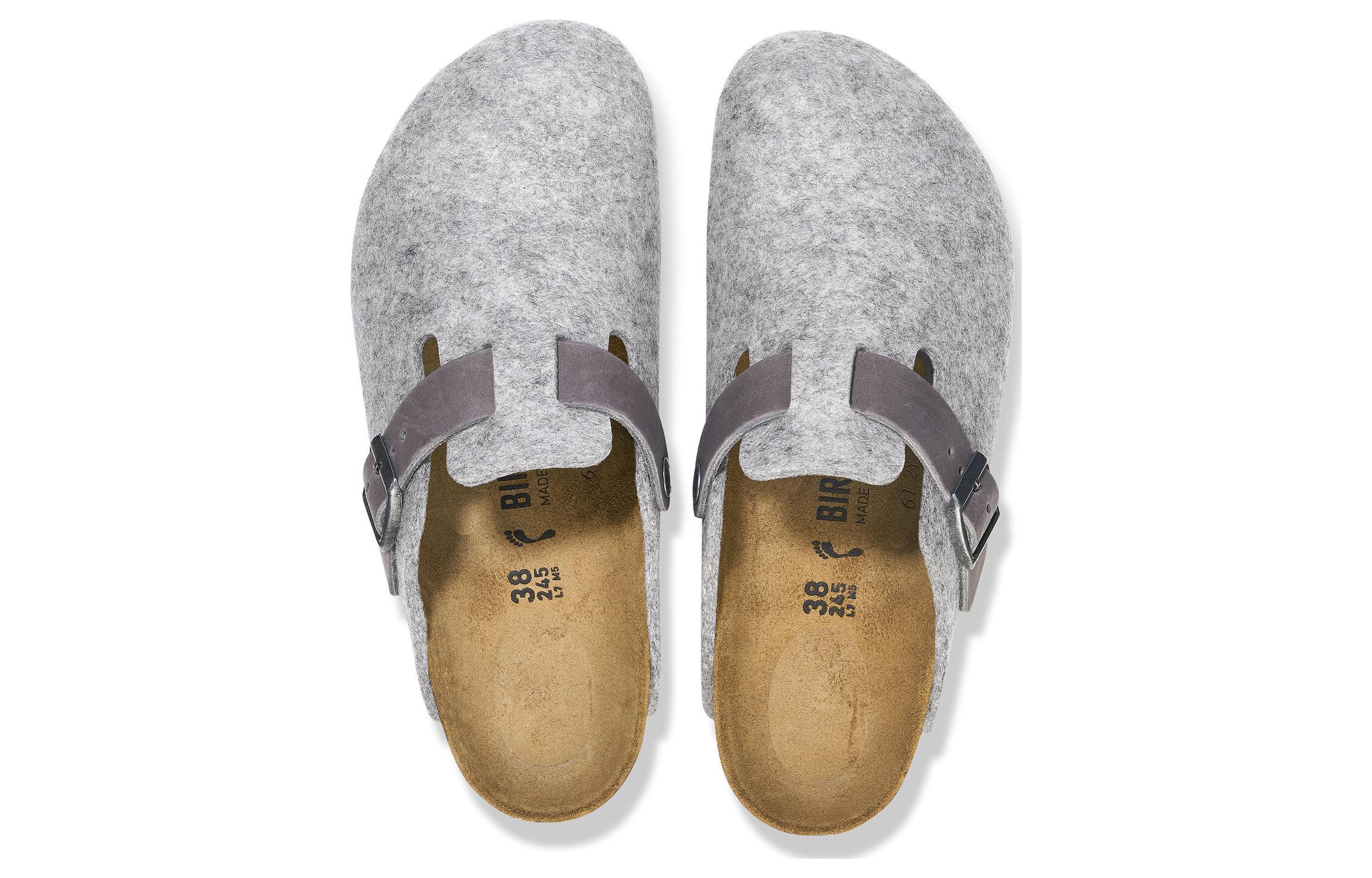Birkenstock Boston Natural Leather-Felt 'Light Grey' 圖 4