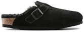 Order Birkenstock Boston Shearling (Sederhana/Sempit) Kelabu Hitam Kulit Suede 259883