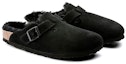 Shop Birkenstock Boston Shearling (Sederhana/Sempit) Kelabu Hitam Kulit Suede 259883