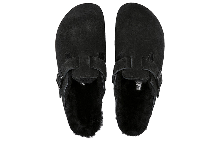 Purchase Birkenstock Boston Shearling (Medium/Narrow Fit) Suede Leather Black 259883