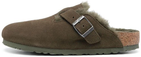 Birkenstock Boston Shearling Suede Leather Narrow Fit 'Thyme' 1025667 Birkenstock Boston Shearling Suede Leather Narrow Fit 'Thyme' 1025667