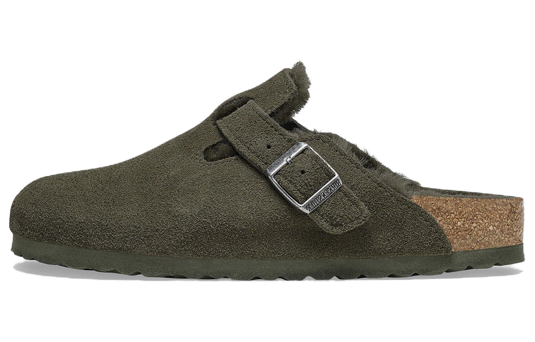 Birkenstock Boston Shearling Suede Leather Narrow Fit 'Thyme' 1025667