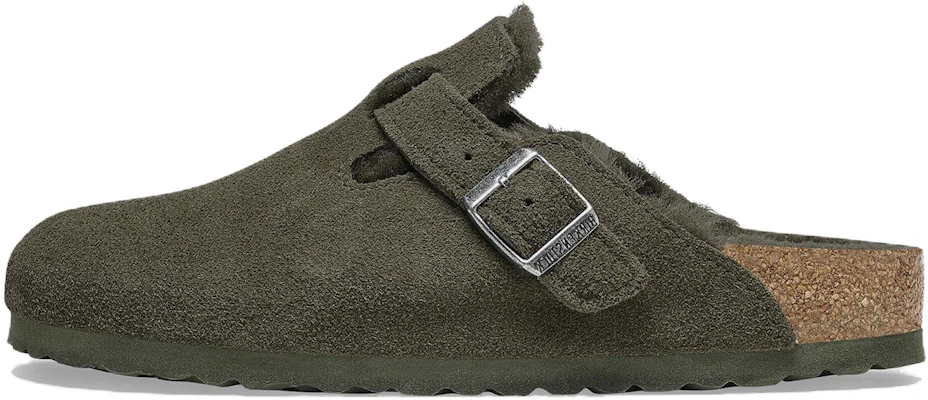 Birkenstock Boston Shearling Suede Leather Narrow Fit 'Thyme' 1025667 Buy Birkenstock Boston Shearling Suede Leather Narrow Fit 'Thyme' 1025667