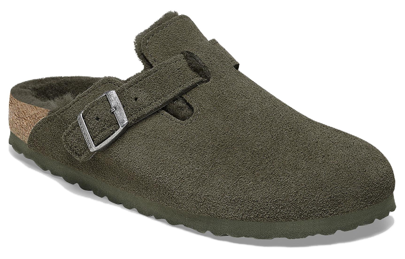 Order Birkenstock Boston Shearling Suede Leather Narrow Fit 'Thyme' 1025667
