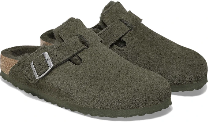 Birkenstock Boston Shearling Suede Leather Narrow Fit 'Thyme' 1025667 Lookbook Birkenstock Boston Shearling Suede Leather Narrow Fit 'Thyme' 1025667
