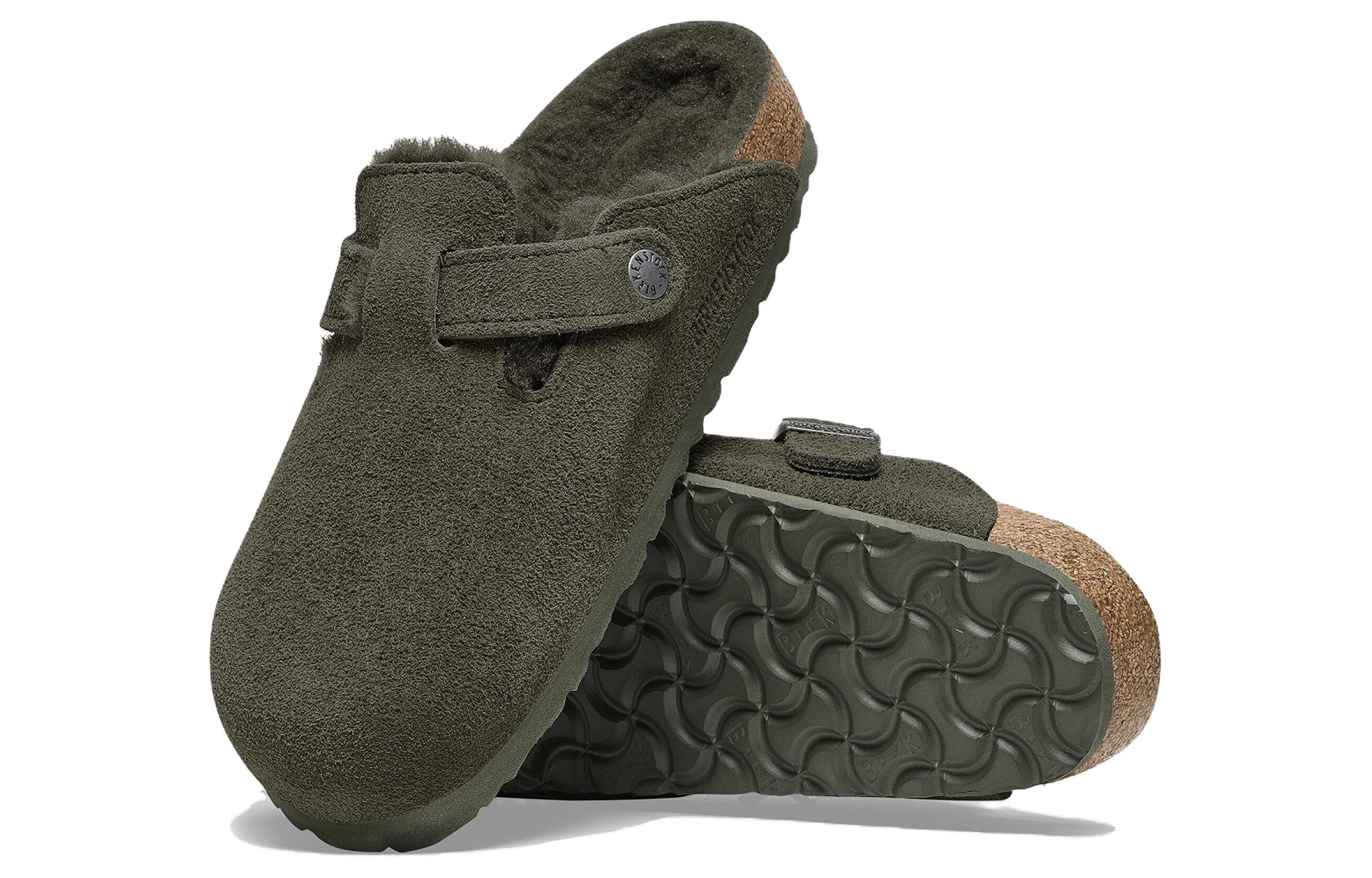 Purchase Birkenstock Boston Shearling Suede Leather Narrow Fit 'Thyme' 1025667