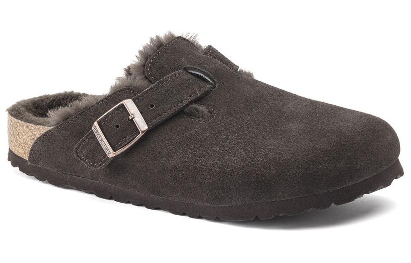 Lookbook Birkenstock 麂皮舒適休閒棉拖 男女同款 咖啡色
