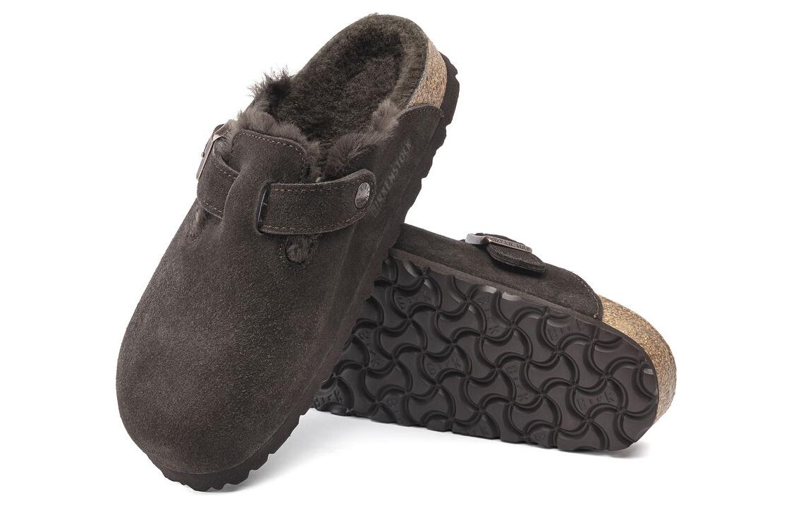 Details for Birkenstock 麂皮舒適休閒棉拖 男女同款 咖啡色