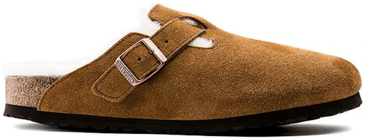 Order Birkenstock Boston 羊毛絨皮窄版拖鞋 'Mink' 棕色 1001140/1001141