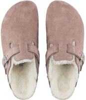 Shop Birkenstock 絨面 舒適保暖 絨毛圓頭 厚底 包頭拖鞋 女款 粉色 常規版