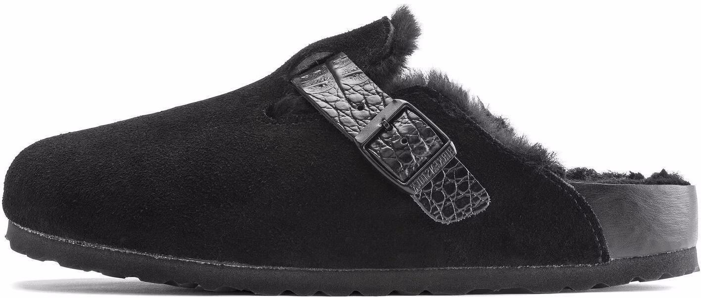 birkenstock-boston-shearling-suede-reptile-embossed-strap-black-1021009-1021082