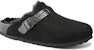 Birkenstock Boston Shearling Suede Reptile Strap Hitam 1021009/1021082