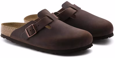 Shop Birkenstock Boston 柔软鞋垫油皮哈瓦那棕色 0159711/0159713