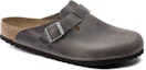 Order Birkenstock Boston Soft Footbed Kulit Kelabu Besi 1013255/1013256