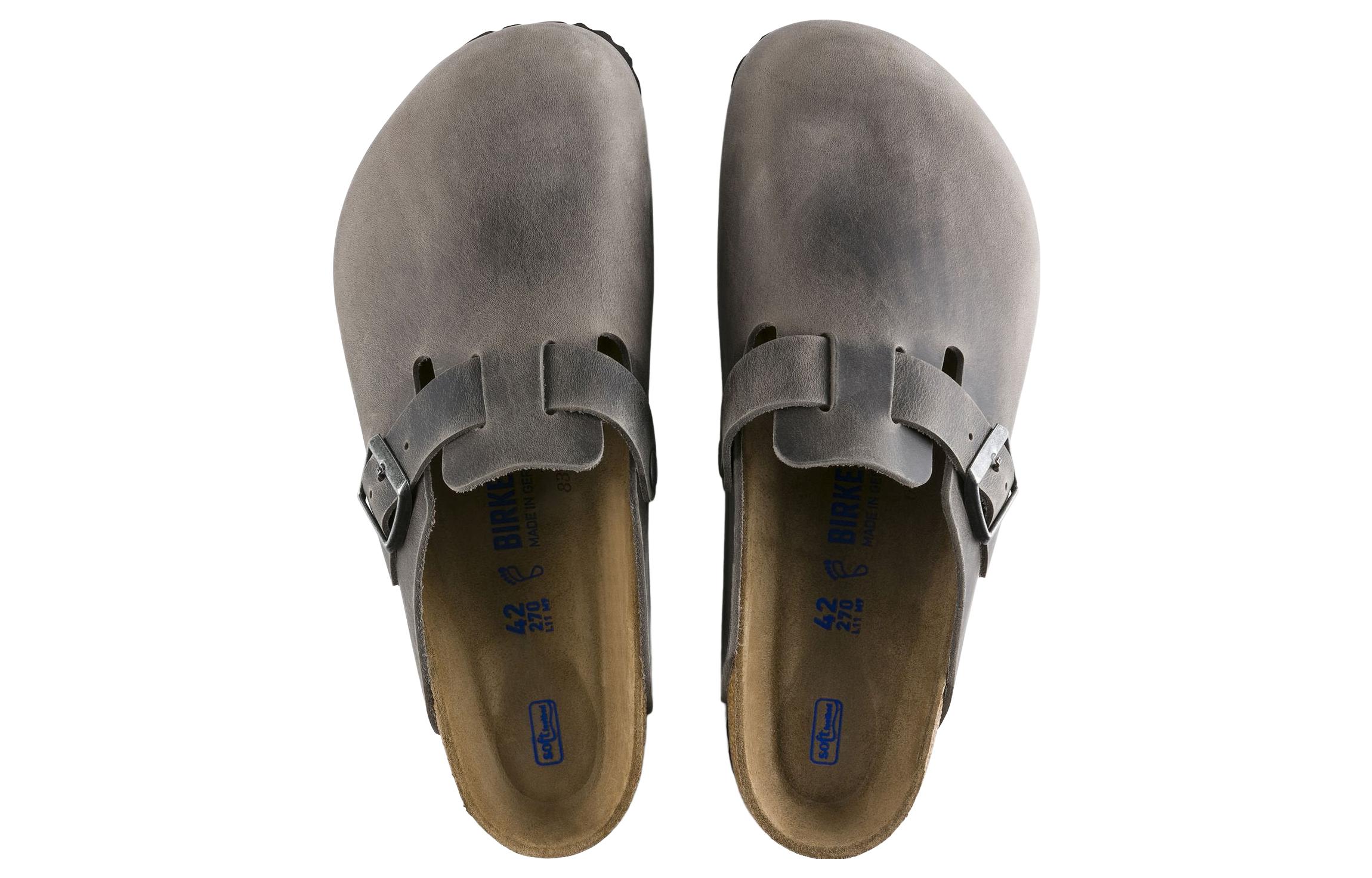 Shop Birkenstock Boston Soft Footbed Kulit Oiled Abu Besi 1013255/1013256