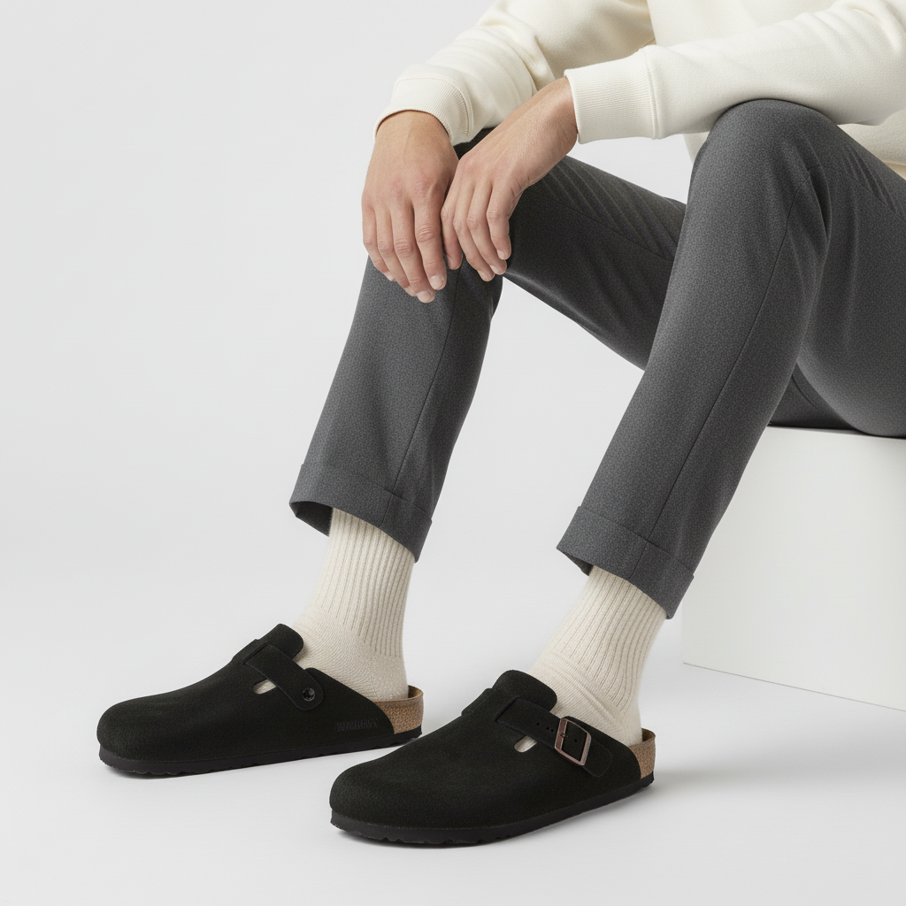 Order Birkenstock Boston Soft Footbed Suede Hitam 0660471/0660473