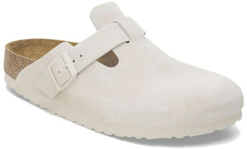 Lookbook Birkenstock Boston Soft Footbed Suede Leather 'Antique White' 1027667