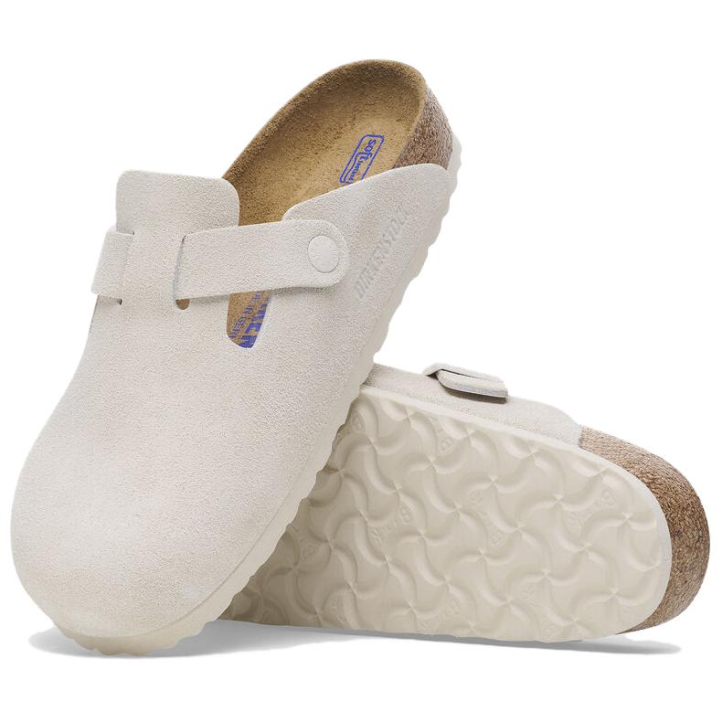 Details for Birkenstock Boston Soft Footbed Suede Leather 'Antique White' 1027667
