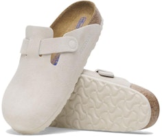 Details for Birkenstock Boston Soft Footbed Suede Leather 'Antique White' 1027667