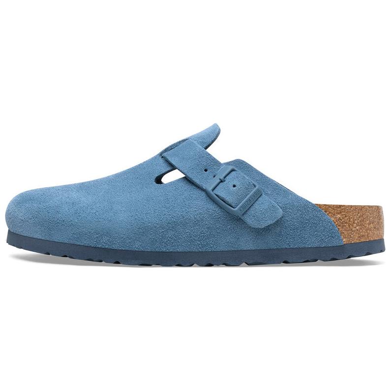 Birkenstock Boston Soft Footbed Suede Leather Narrow Fit Shoes 'Elemental Blue'