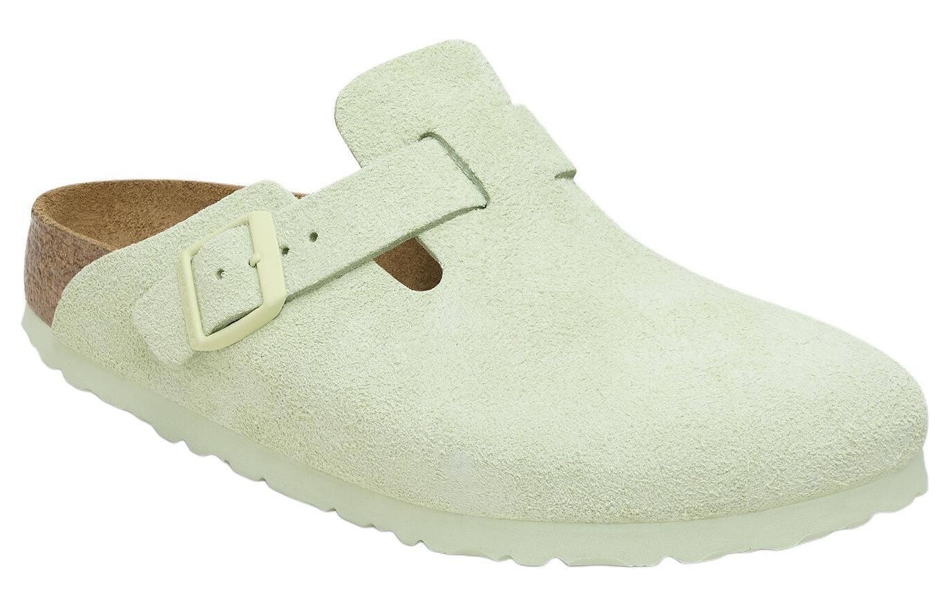 Birkenstock Boston Soft Footbed Suede Leather Narrow Fit Sandals 'Faded Lime' 圖 2