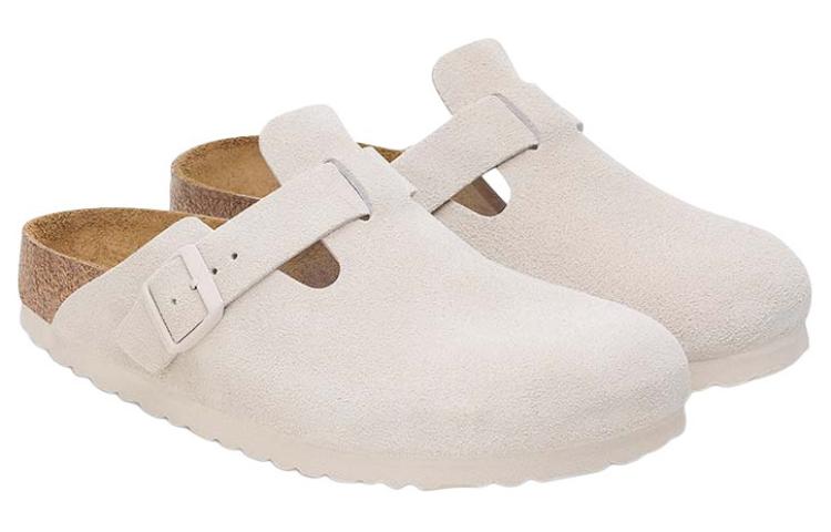 Lookbook 勃肯 Boston 绒面窄版软床凉鞋 '古白色' 1027693