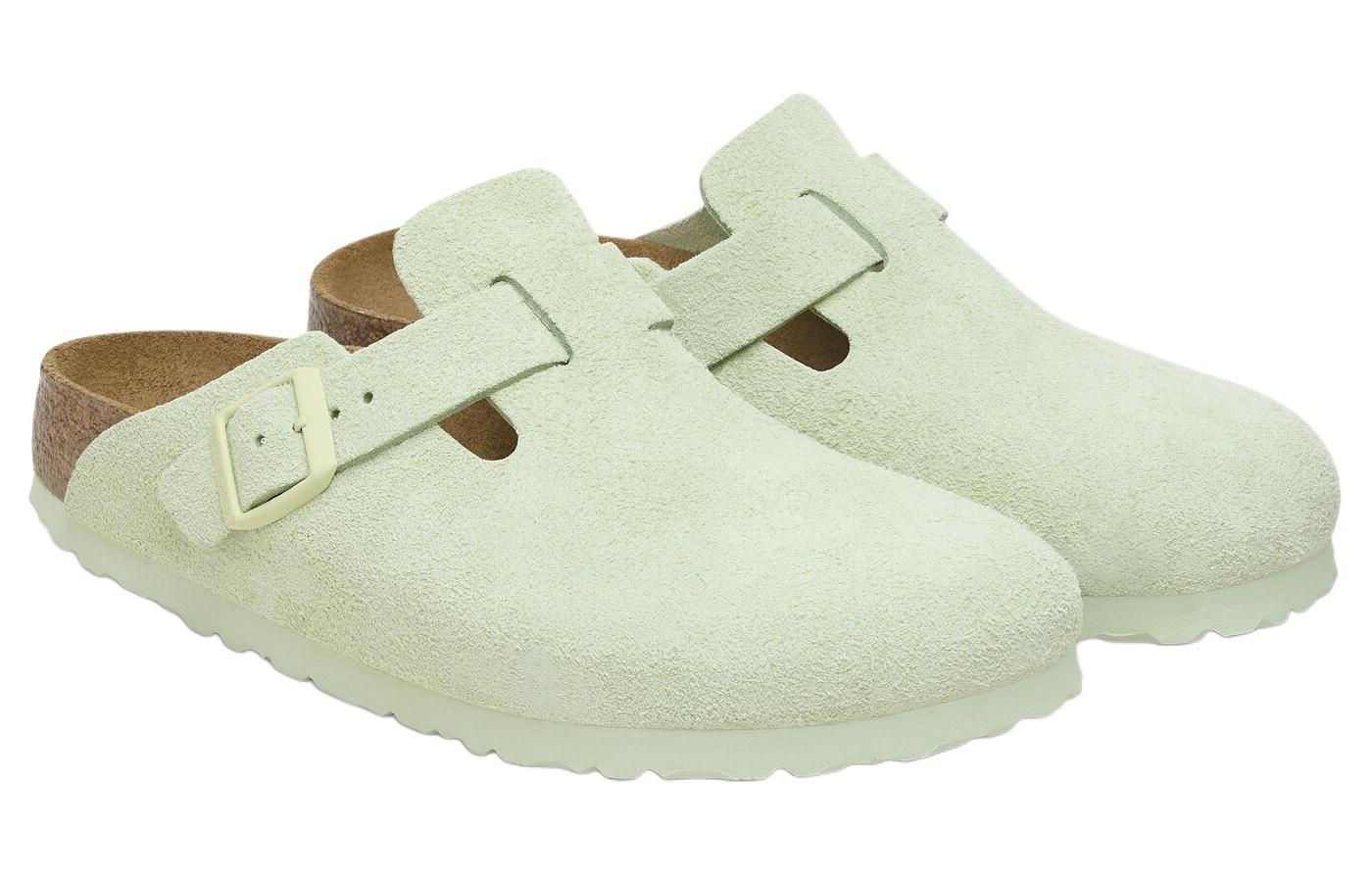 Birkenstock Boston Soft Footbed Suede Leather Narrow Fit Sandals 'Faded Lime' 圖 3