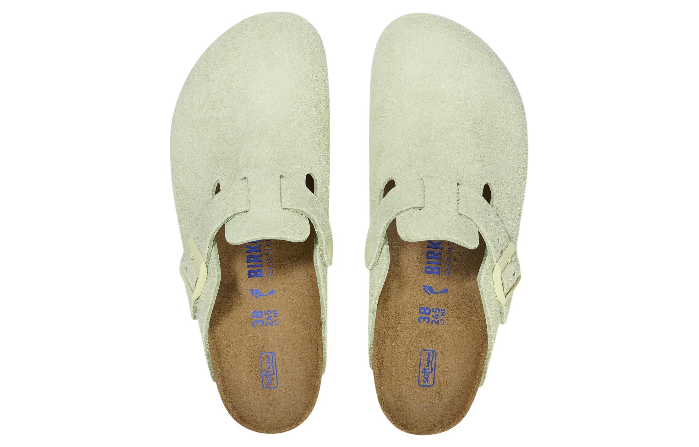 Birkenstock Boston Soft Footbed Suede Leather Narrow Fit Sandals 'Faded Lime' 圖 4