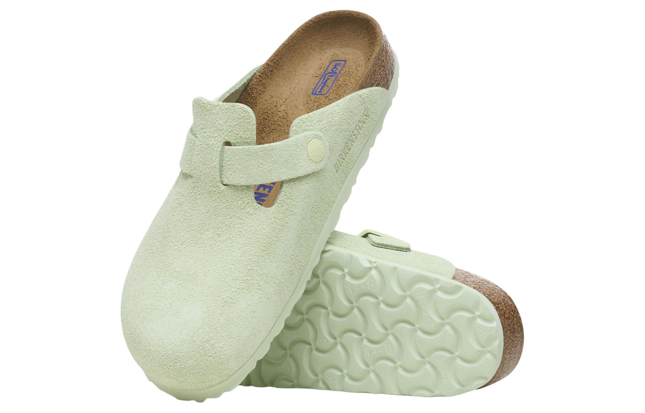 Birkenstock Boston Soft Footbed Suede Leather Narrow Fit Sandals 'Faded Lime' 圖 5