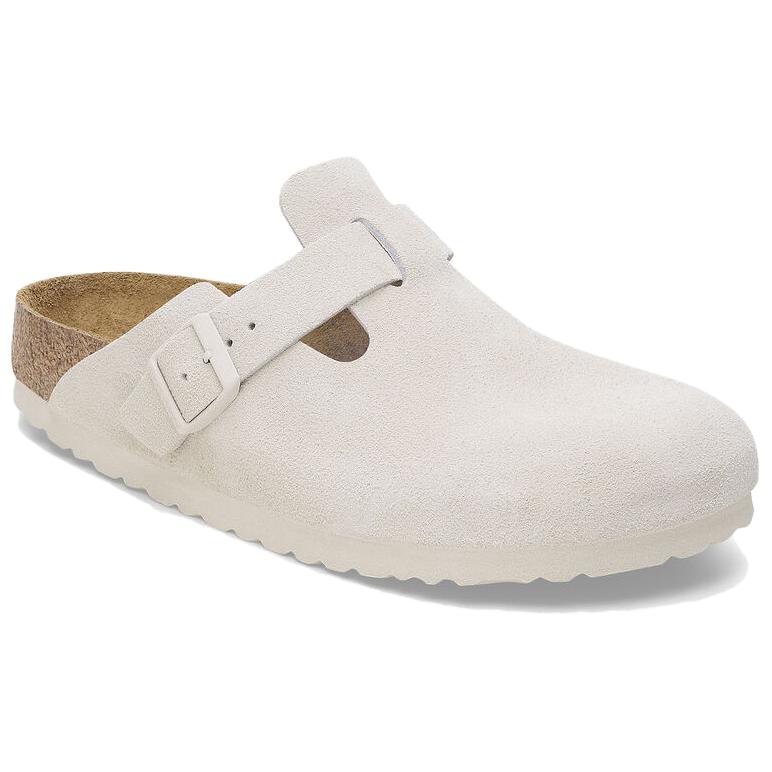 Order Sandal Birkenstock Boston Soft Footbed Kulit Suede 'Antique White' 1027667