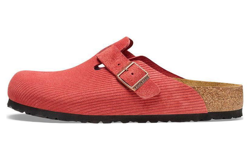 Birkenstock Boston Suede Embossed Corduroy Narrow 'Sienna Red'