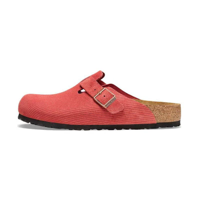 Birkenstock Boston Suede Embossed Corduroy Narrow 'Sienna Red'