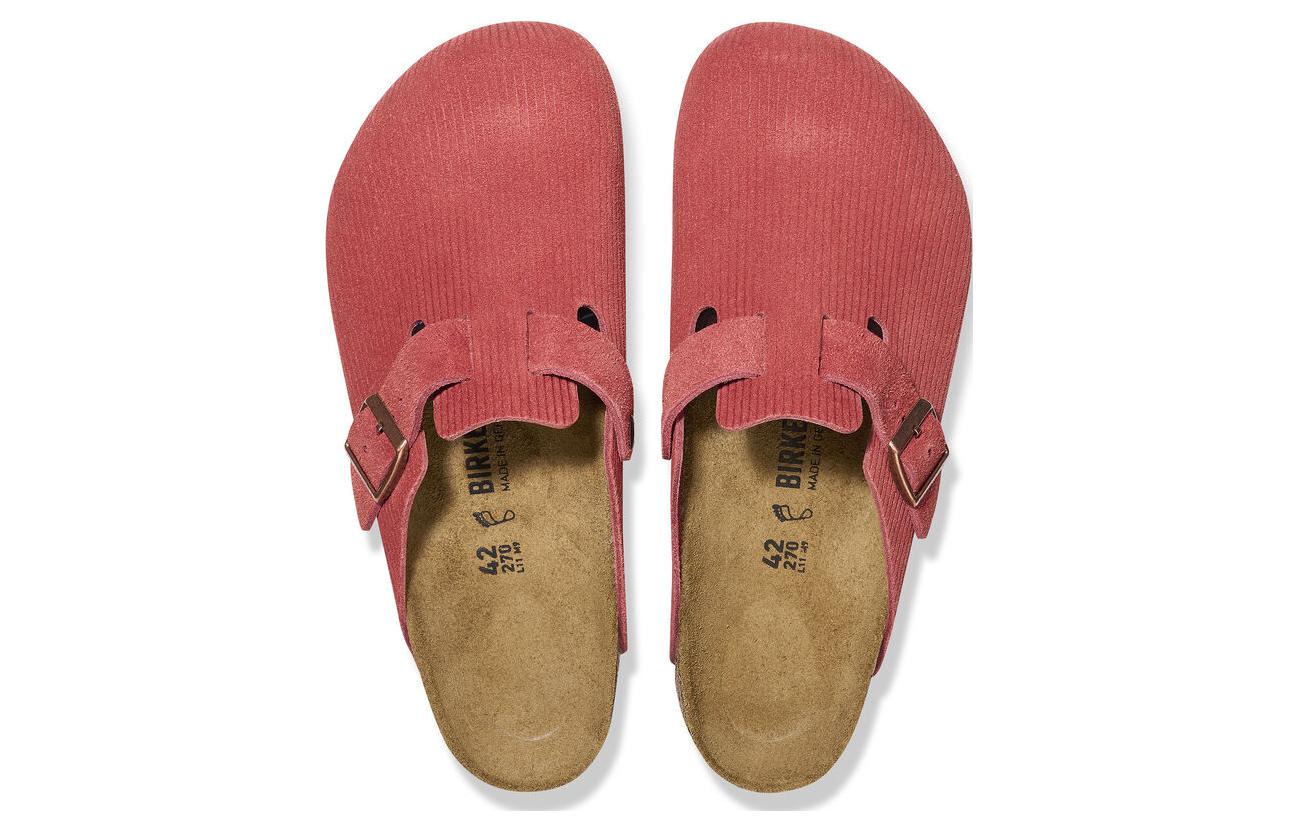 Birkenstock Boston Suede Embossed Corduroy Narrow 'Sienna Red' 圖 2