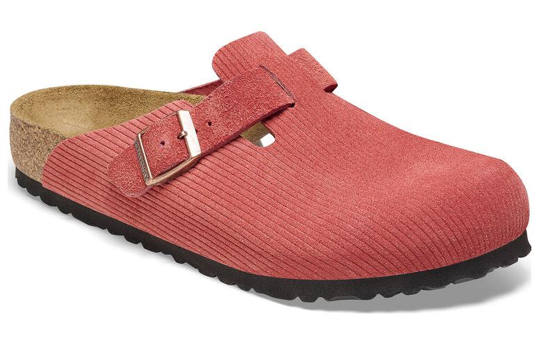 Birkenstock Boston Suede Embossed Corduroy Narrow 'Sienna Red' 圖 3
