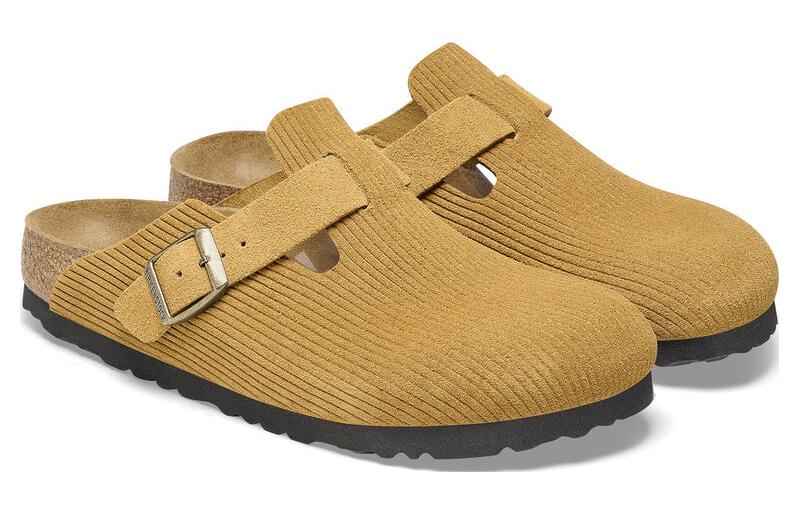 Birkenstock Boston Suede Embossed Corduroy Narrow 'Cork Brown' 圖 3