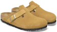 Lookbook Birkenstock 麂皮 百搭柔軟舒適厚底搭扣 包頭拖鞋 男女同款 軟木棕 窄版