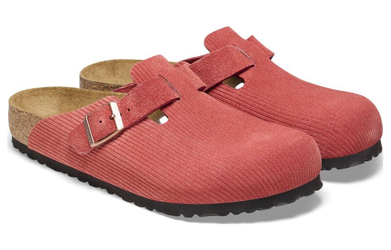 Birkenstock Boston Suede Embossed Corduroy Narrow 'Sienna Red' 圖 4