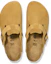 Shop Birkenstock 麂皮 百搭柔軟舒適厚底搭扣 包頭拖鞋 男女同款 軟木棕 窄版