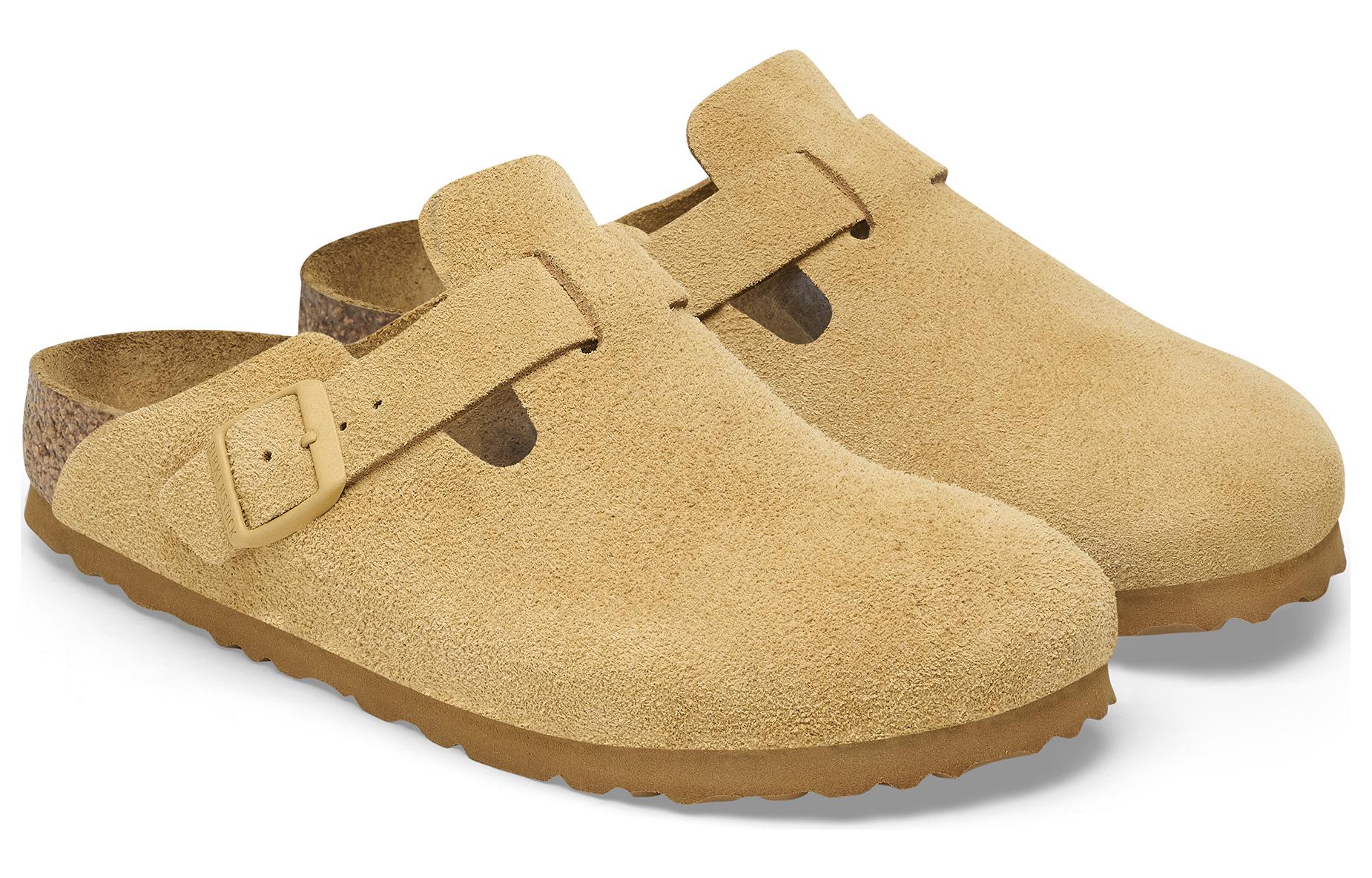 Lookbook 勃肯 圓頭厚底搭扣 防磨包頭拖鞋 男女同款 黃油色 常規版