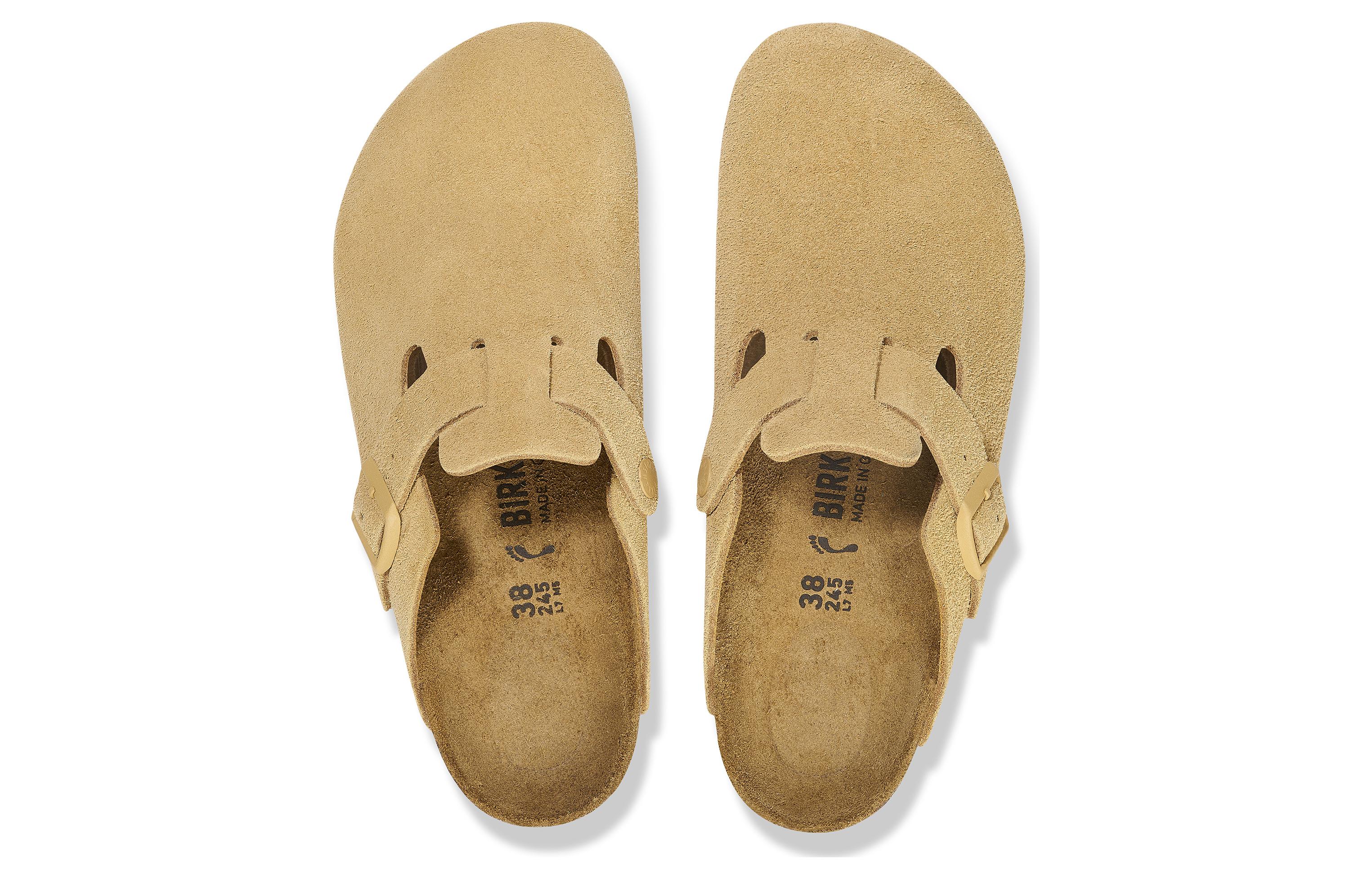 Shop 勃肯 圓頭厚底搭扣 防磨包頭拖鞋 男女同款 黃油色 常規版