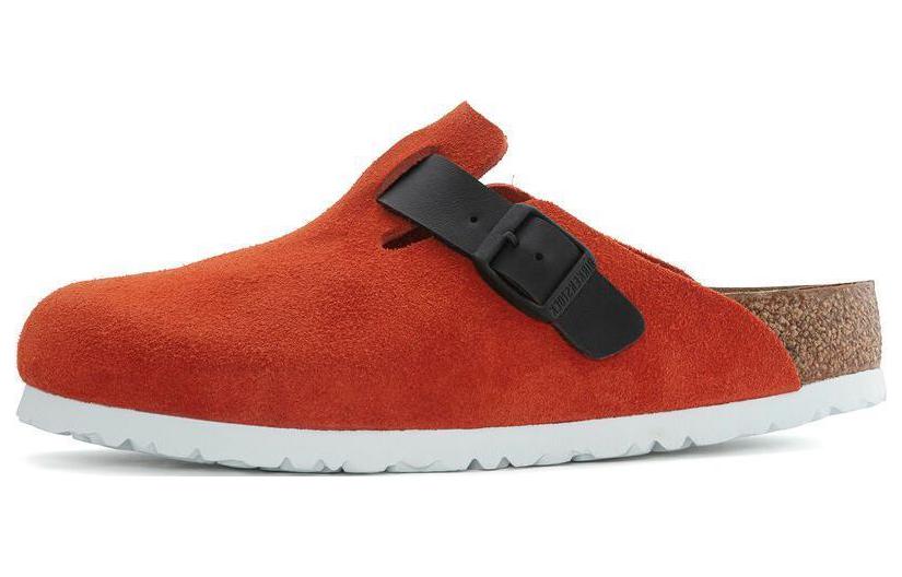 Birkenstock Boston Suede Leather/Birko-Flor Narrow Fit 'Tomato/Black'