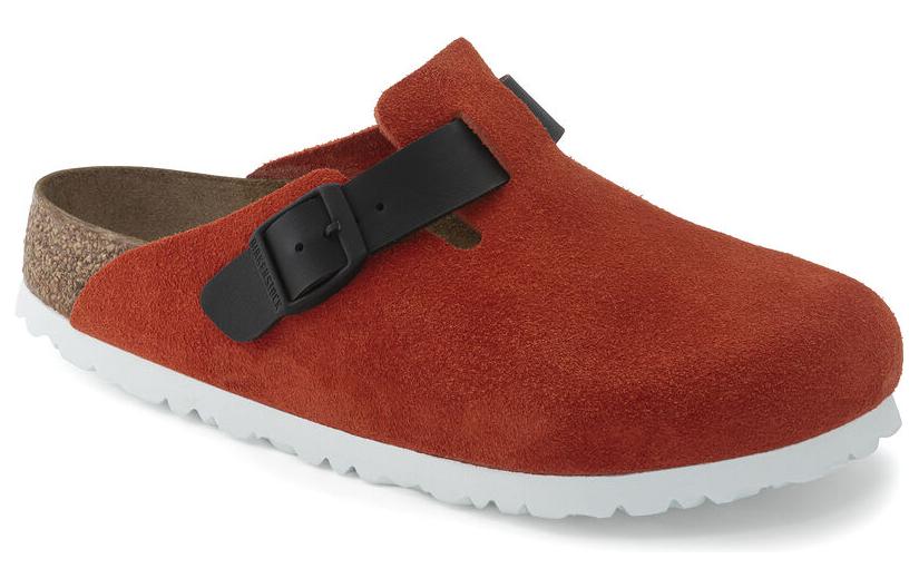 Birkenstock Boston Suede Leather/Birko-Flor Narrow Fit 'Tomato/Black' 圖 2