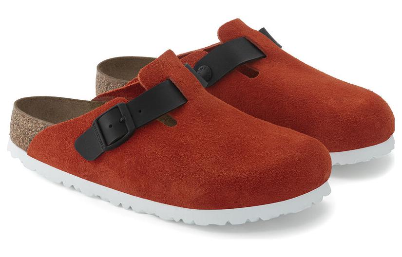 Birkenstock Boston Suede Leather/Birko-Flor Narrow Fit 'Tomato/Black' 圖 3