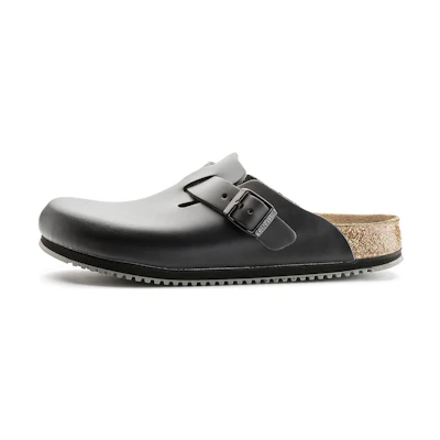 Birkenstock Boston Super Grip Leather Narrow Fit 0060194 'Black'