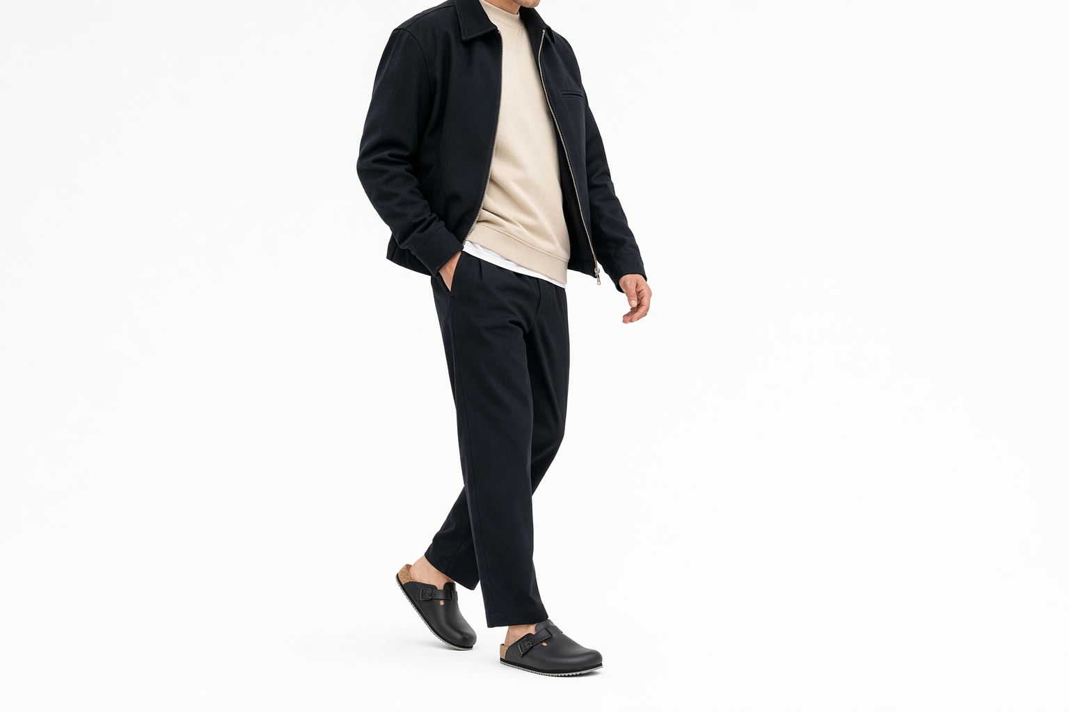 Order Birkenstock 皮革 簡約舒適搭扣 包頭拖鞋 男女同款 黑色