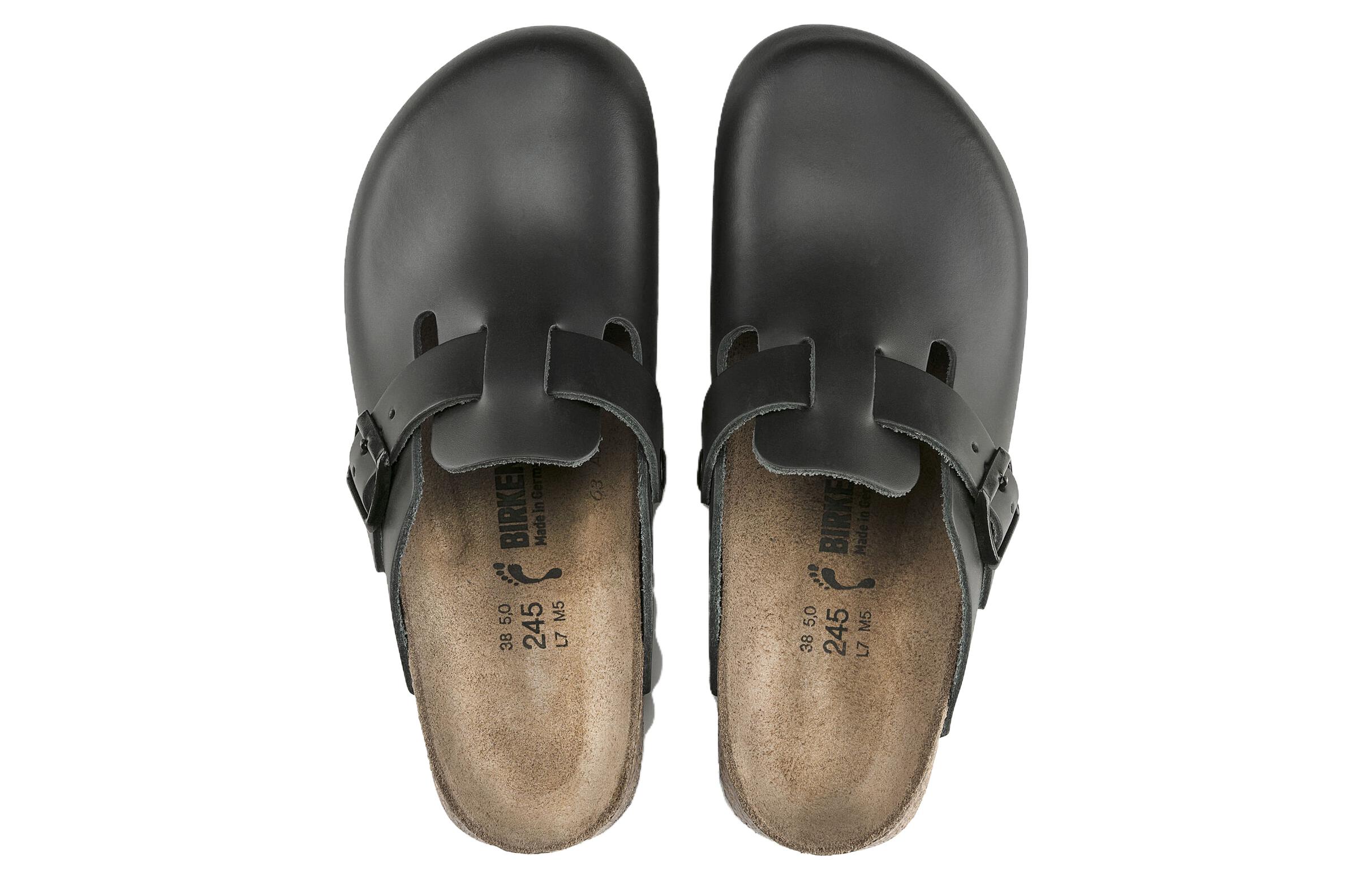 Purchase Birkenstock 皮革 簡約舒適搭扣 包頭拖鞋 男女同款 黑色