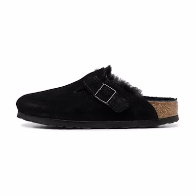 Birkenstock Boston Wool 'Black Leather'