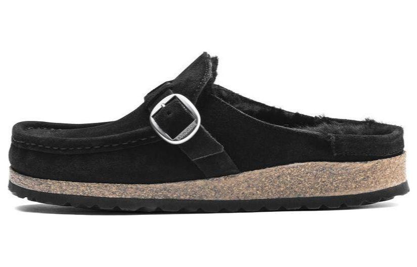 Birkenstock Buckley Shearling Suede Leather Narrow Fit Sandals 'Black' 1018126