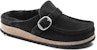 Birkenstock Buckley Shearling Kulit Suede Fit Sempit Sandal 'Hitam' 1018126